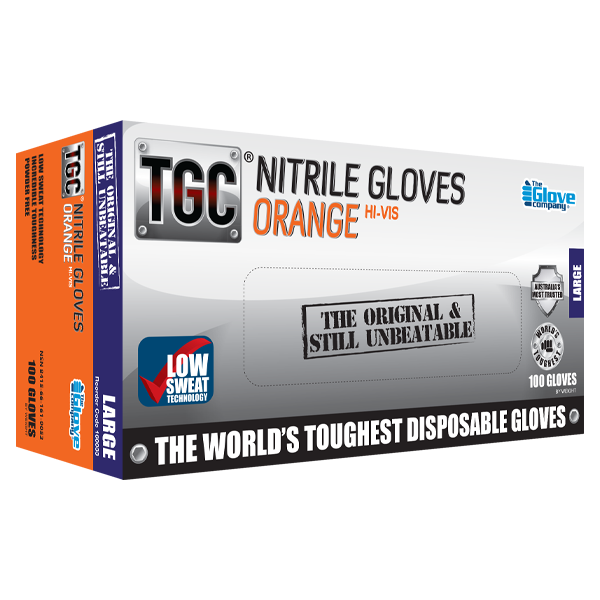 TGC WorkGear Orange Nitrile Gloves